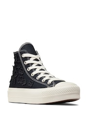 Converse Black Floral Detail Platform Lift Trainers - Image 5 of 11