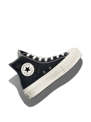 Converse Black Floral Detail Platform Lift Trainers - Image 6 of 11