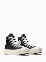 Converse Black Floral Detail Platform Lift Trainers - Image 7 of 11