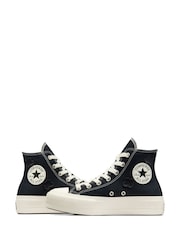 Converse Black Floral Detail Platform Lift Trainers - Image 8 of 11