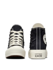 Converse Black Floral Detail Platform Lift Trainers - Image 9 of 11