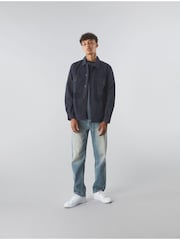 Pretty Green Navy Mountfield 100% Cotton Overshirt - Image 3 of 4