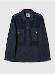 Pretty Green Navy Mountfield 100% Cotton Overshirt - Image 4 of 4