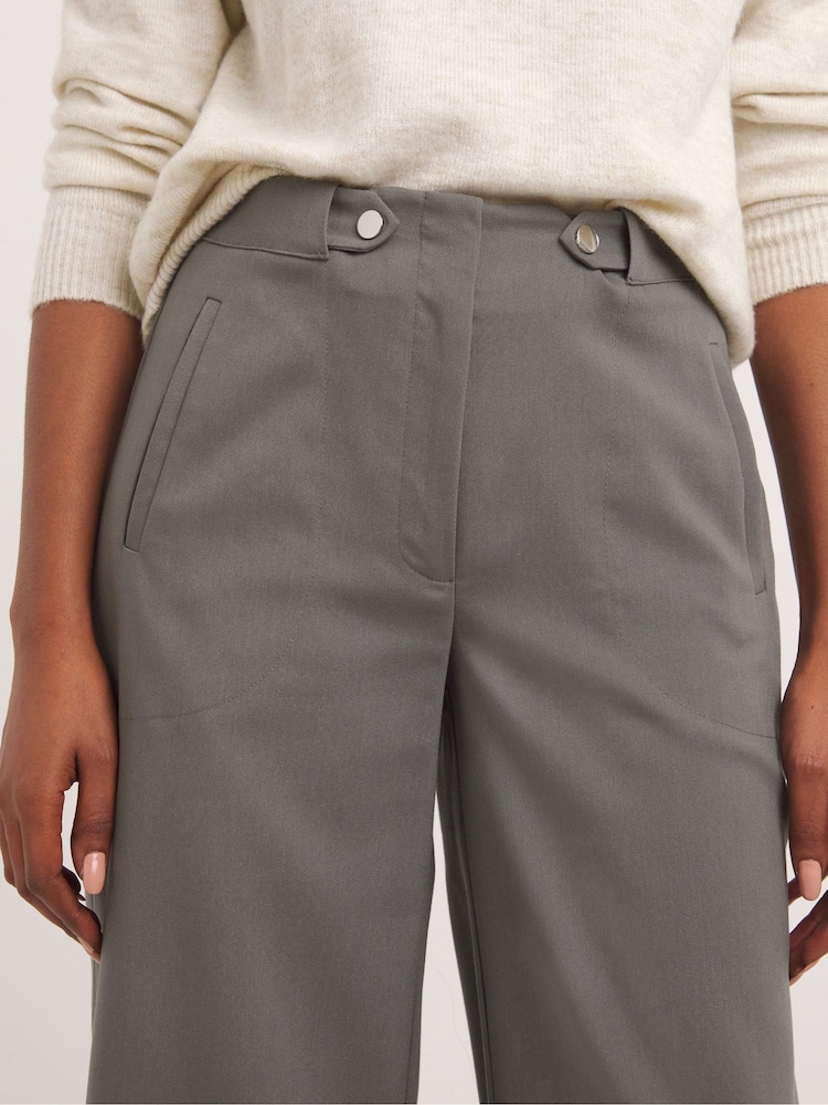 JD Williams Grey Adjustable Waist Wide Leg Trousers - Image 3 of 3