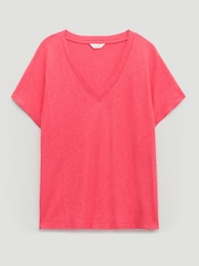 Розовый - Льняная футболка Blend с V-образным вырезом Hush Rosalia - Изображение 1 1