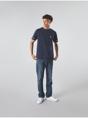 Pretty Green Navy Tilby 100% Cotton Tipped T-Shirt - Image 2 of 4