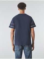 Pretty Green Navy Tilby 100% Cotton Tipped T-Shirt - Image 3 of 4