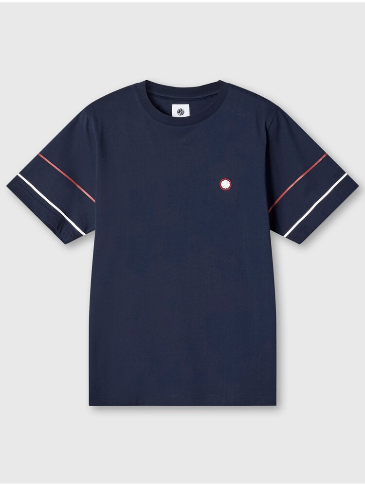 Pretty Green Navy Tilby 100% Cotton Tipped T-Shirt - Image 4 of 4