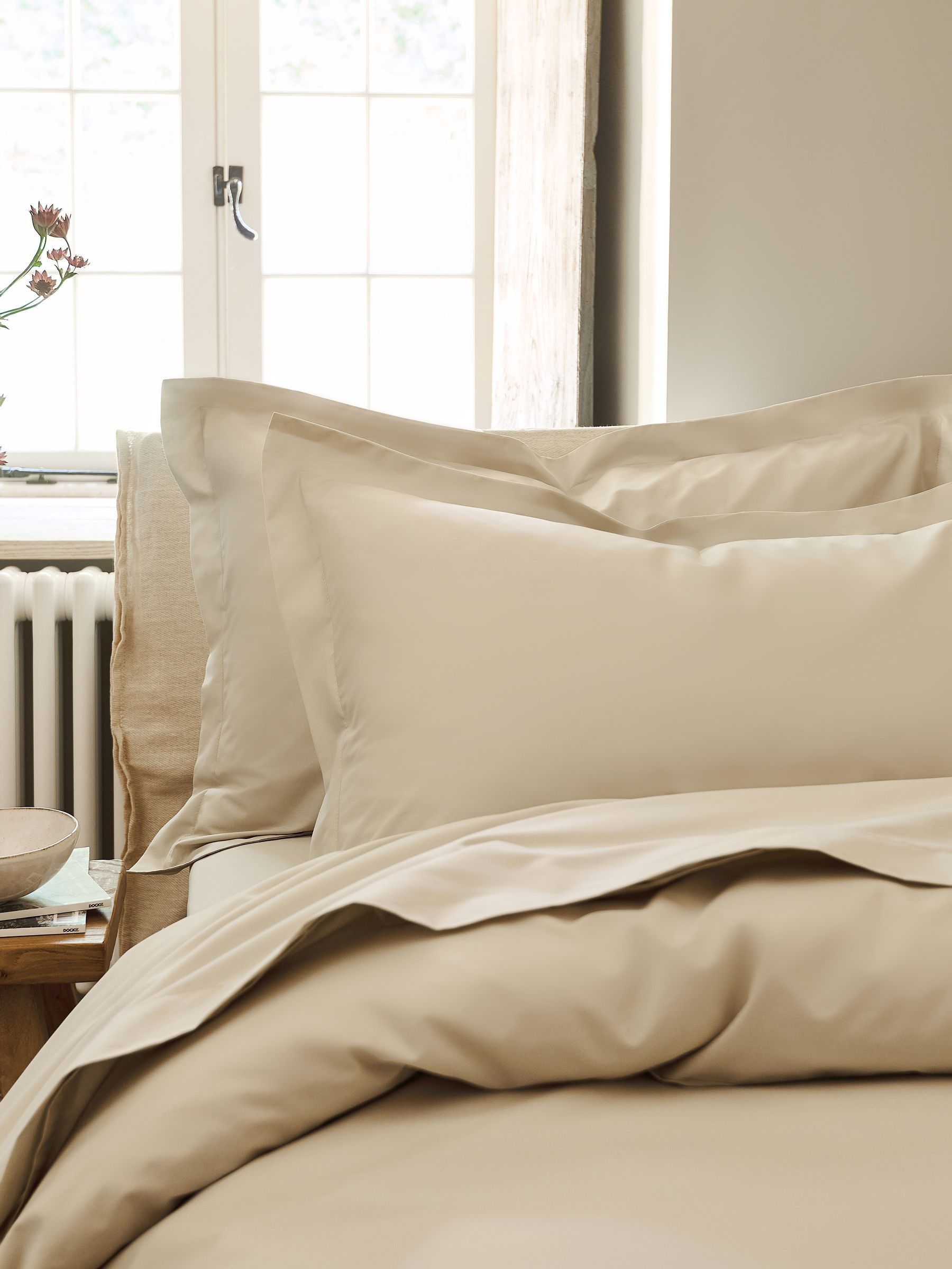 CHRISTY Pure Cotton Percale Oxford Pillowcase Pair in Beige - Image 3