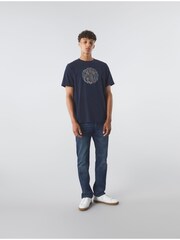Mornarica - Pretty Green Wonderwall majica s kratkimi rokavi in 100% bombažem - Slika 2 iz 4