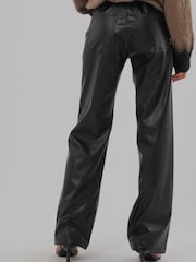 Religion Black Straight Leg 5 Pocket Faux Leather Jane Trousers - Image 3 of 7