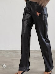 Religion Black Straight Leg 5 Pocket Faux Leather Jane Trousers - Image 4 of 7