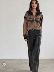 Religion Black Straight Leg 5 Pocket Faux Leather Jane Trousers - Image 7 of 7