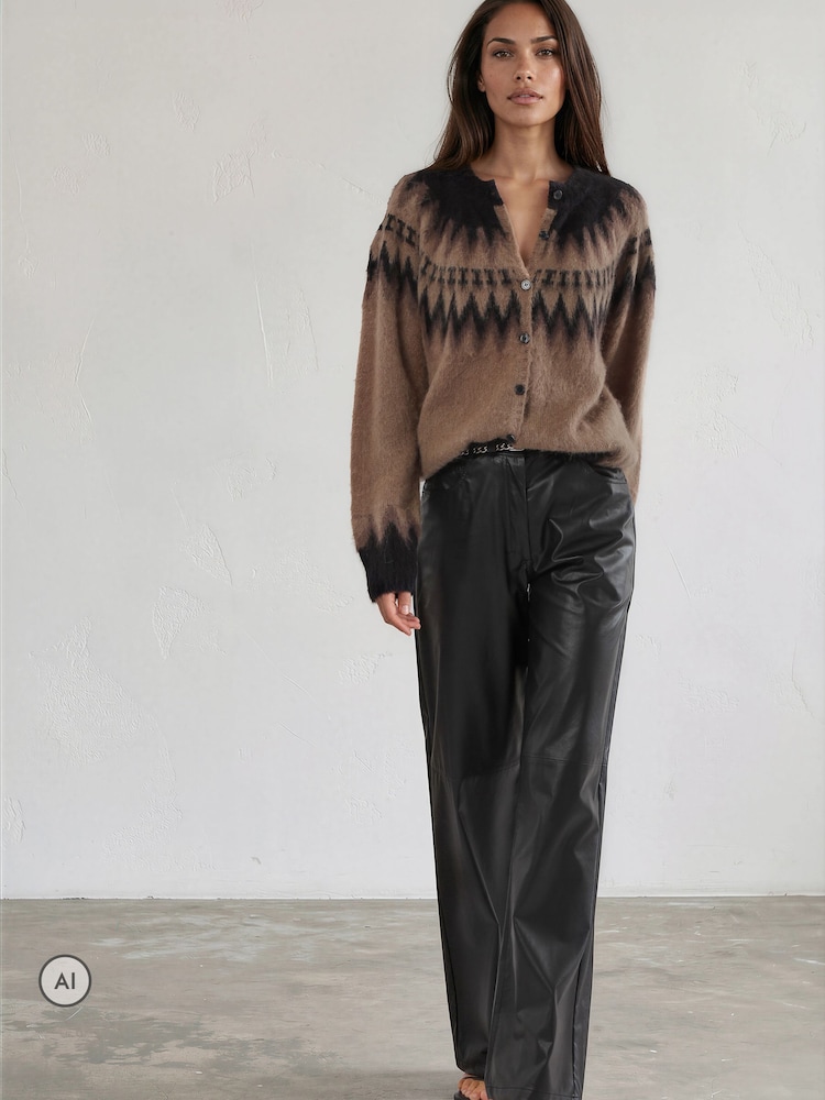 Religion Black Straight Leg 5 Pocket Faux Leather Jane Trousers - Image 7 of 7