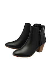 Ravel Black Leather Heeled Ankle Boots - Image 2 of 4