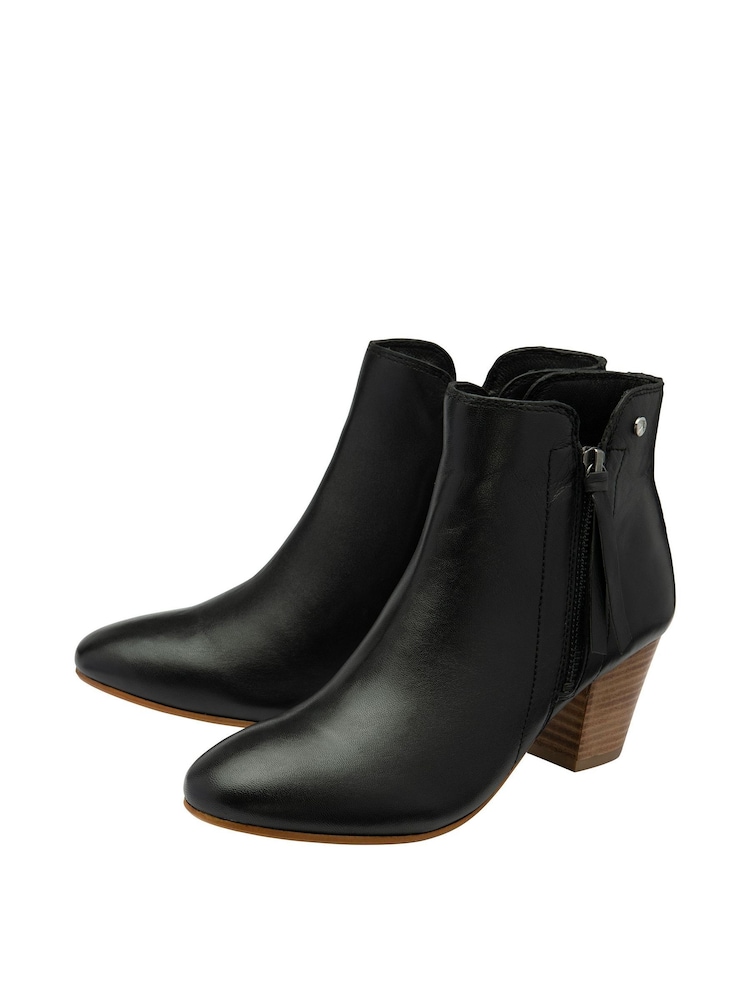 Ravel Black Leather Heeled Ankle Boots - Image 2 of 4