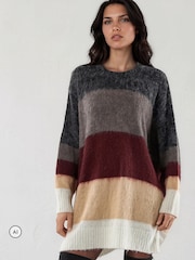 Religion Grey Oversized Katya Jumper Dress In Bold Stripe - Image 2 of 7