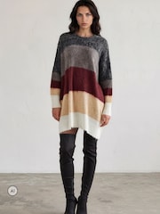 Religion Grey Oversized Katya Jumper Dress In Bold Stripe - Image 3 of 7