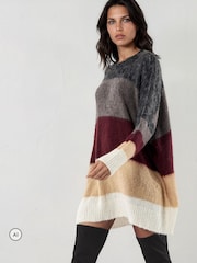 Religion Grey Oversized Katya Jumper Dress In Bold Stripe - Image 4 of 7