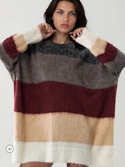 Religion Grey Oversized Katya Jumper Dress In Bold Stripe - Image 5 of 7