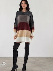 Religion Grey Oversized Katya Jumper Dress In Bold Stripe - Image 6 of 7