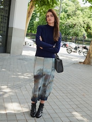Blue Landscape Mesh Midi Skirt - Image 1 of 6