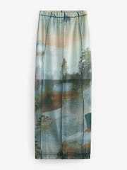 Blue Landscape Mesh Midi Skirt - Image 5 of 6