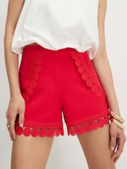 River Island Red Crochet Trim Shorts - Image 3 of 4