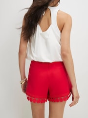 River Island Red Crochet Trim Shorts - Image 4 of 4