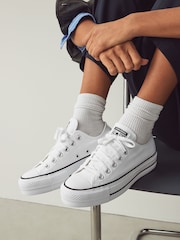 Converse White Platform Lift Chuck Ox Trainers - Image 1 of 8