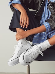 Converse White Platform Lift Chuck Ox Trainers - Image 2 of 8