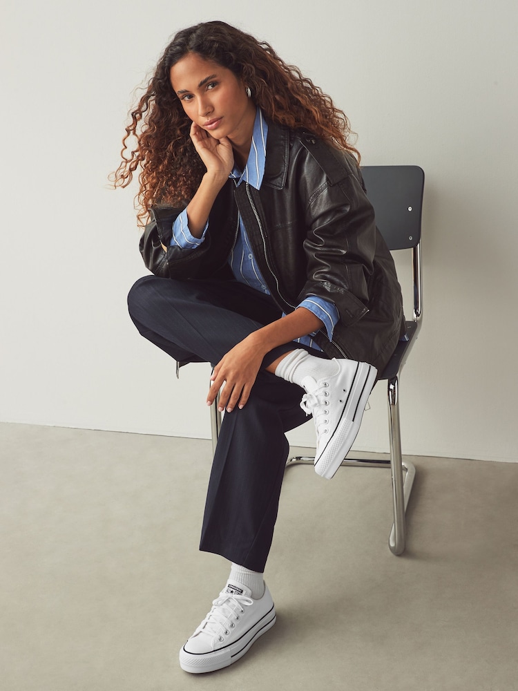 Converse White Platform Lift Chuck Ox Trainers - Image 3 of 8