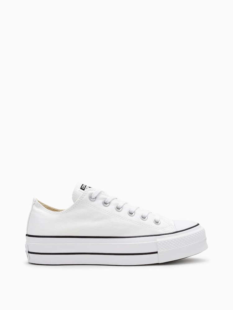 Converse White Platform Lift Chuck Ox Trainers - Image 5 of 8