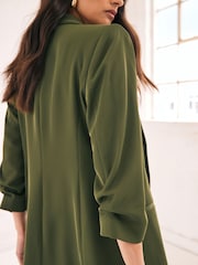 Khaki Green Relaxed Ruched Sleeve Blazer - Image 5 of 8