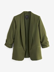 Khaki Green Relaxed Ruched Sleeve Blazer - Image 6 of 8