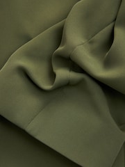 Khaki Green Relaxed Ruched Sleeve Blazer - Image 7 of 8
