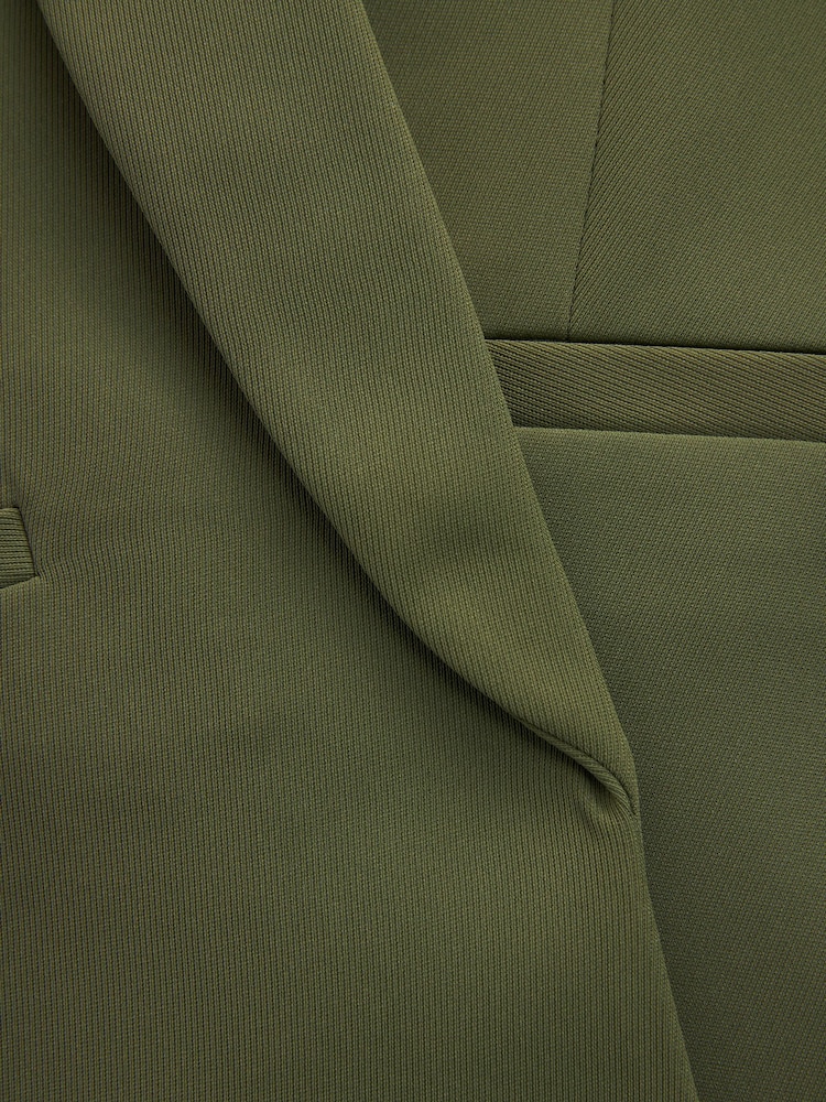 Khaki Green Relaxed Ruched Sleeve Blazer - Image 8 of 8