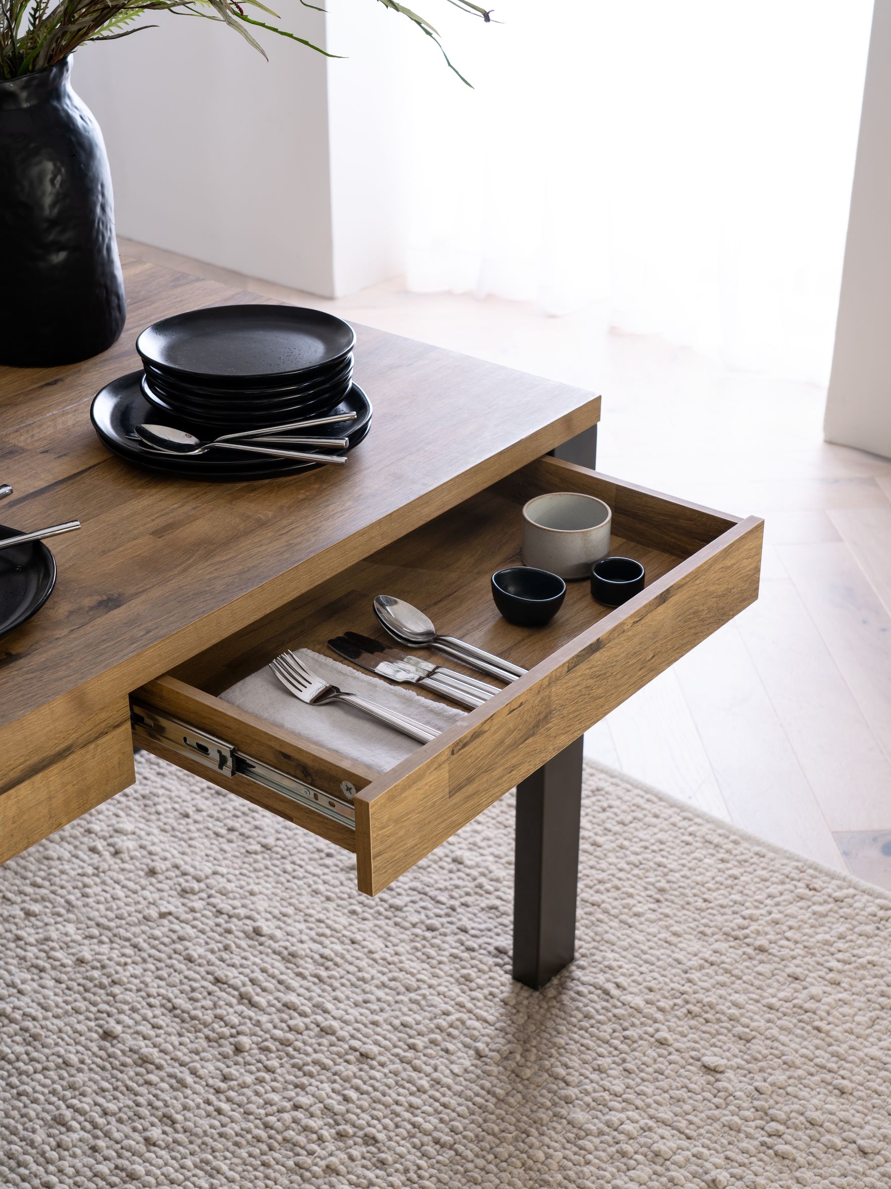 Buy Dark Bronx Oak Effect Dining Table from the Next UK online shop