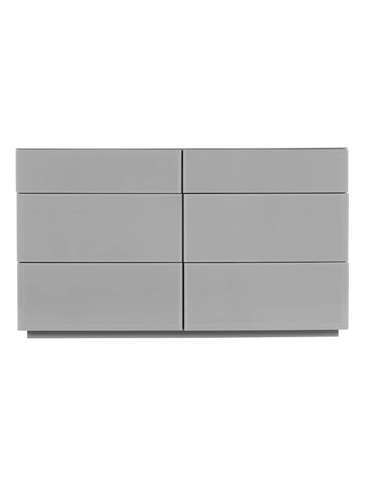 Grey Sloane Glass 6 Drawer Collection Luxe Chest of Drawers - Image 2 of 7