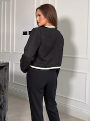 Girl In Mind Black Audry Boucle Bomber Jacket - Image 2 of 4
