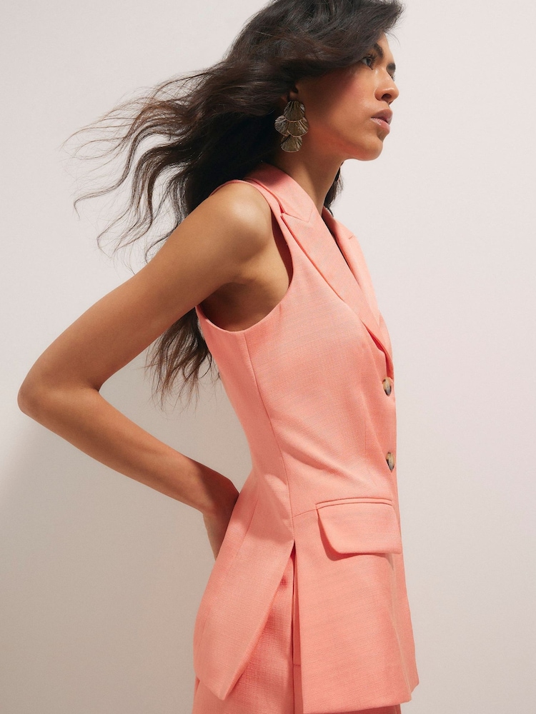 River Island Pink Tailored V-Neck Waistcoat - Image 4 of 4