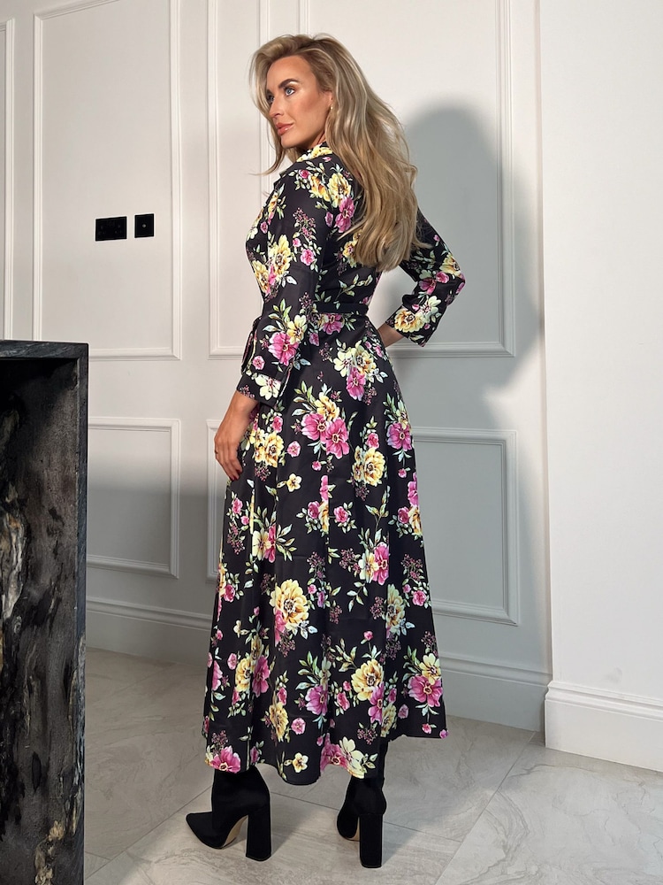 Girl In Mind Black Floral Brielle Shirt Maxi Dress - Image 2 of 4