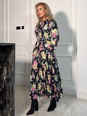 Girl In Mind Black Floral Brielle Shirt Maxi Dress - Image 3 of 4