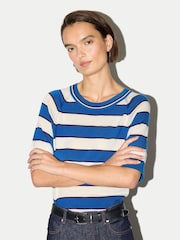 Jigsaw Blue Striped Merino Raglan T-Shirt - Image 3 of 4