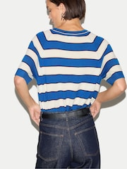Jigsaw Blue Striped Merino Raglan T-Shirt - Image 4 of 4