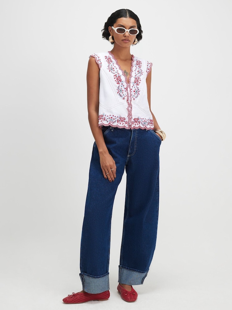 River Island White Embroidered Waistcoat - Image 2 of 4 River Island White Embroidered Waistcoat - Image 2 of 4