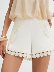 River Island Cream Crochet Trim Shorts - Image 4 of 4