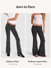 Victoria's Secret Pink Black Diamante Cotton Foldover Super Flare Leggings - Image 3 of 3