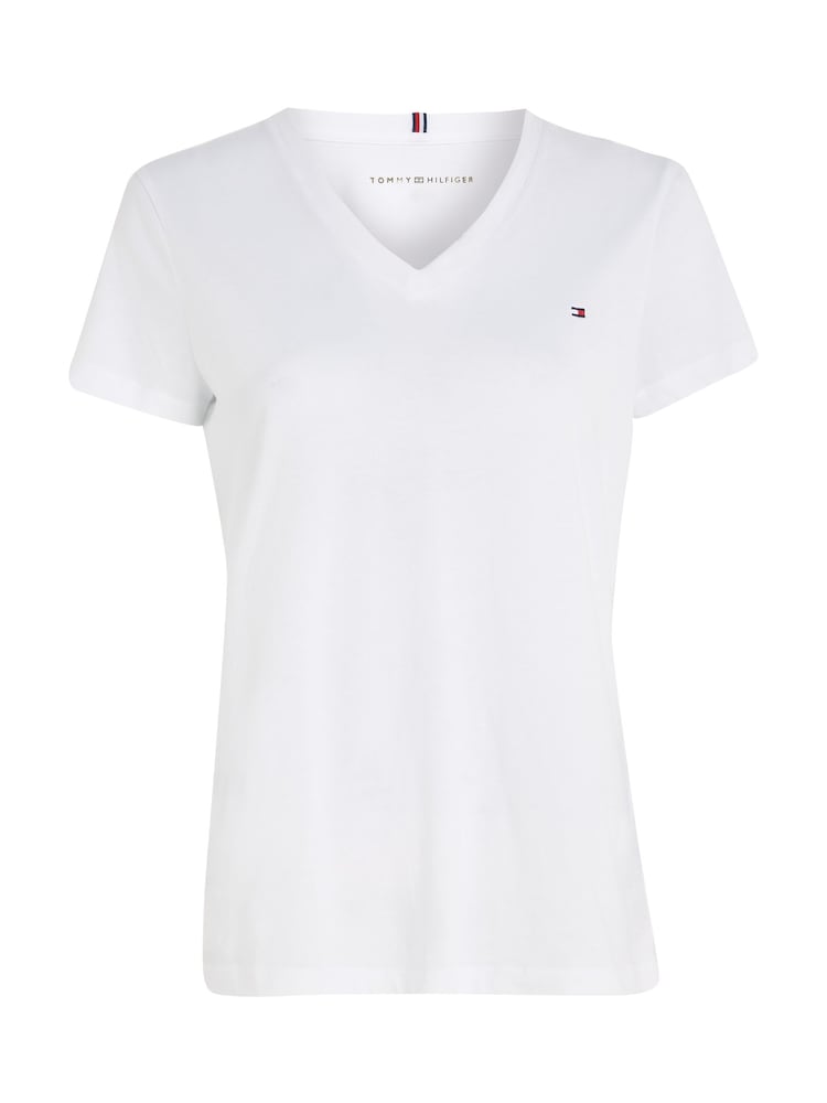 Tommy Hilfiger White Heritage V-Neck T-Shirt - Image 4 of 5