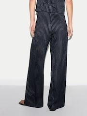 Jigsaw Blue Pinstripe Pleated Trousers - Image 4 of 5